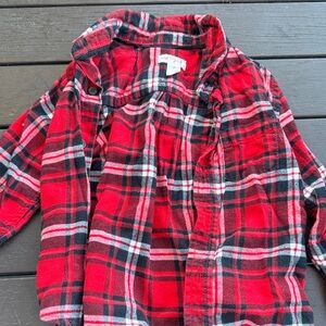 Old Navy Red and Black Plaid Kids Button Down Shirt